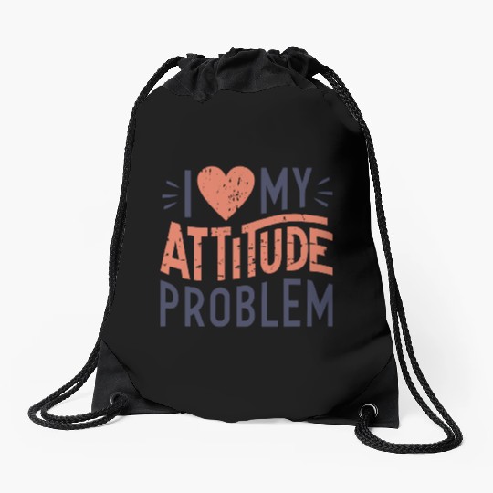 I heart my attitude problem Drawstring Bags