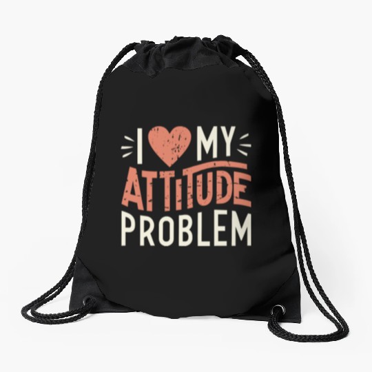 I heart my attitude problem Drawstring Bags