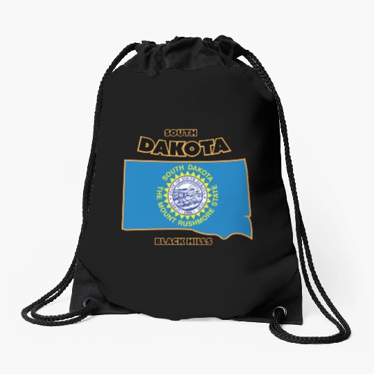 South Dakota - Flag Drawstring Bags