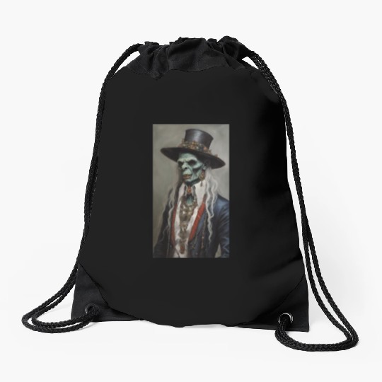 Gypsi indian zombie vampire painting Drawstring Bags