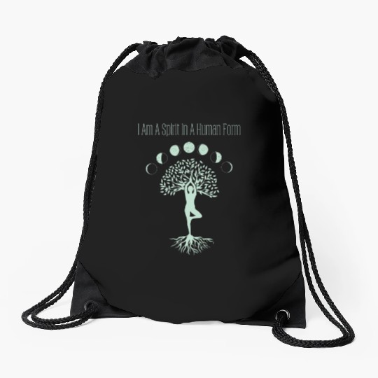 Spirit in Human Form, Moon Phases and Tree of Life Drawstring Bags