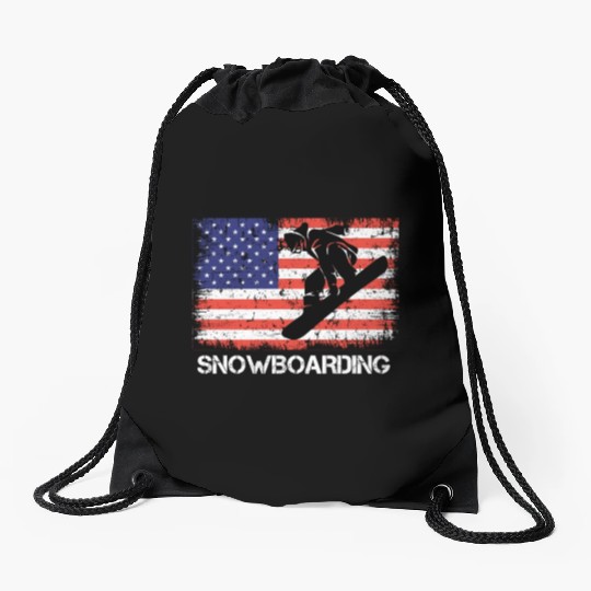 America Snowboarding Stars and Stripes Snowboard Drawstring Bags