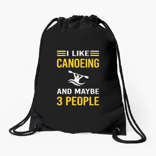 3 People Canoeing Canoe Drawstring Bags