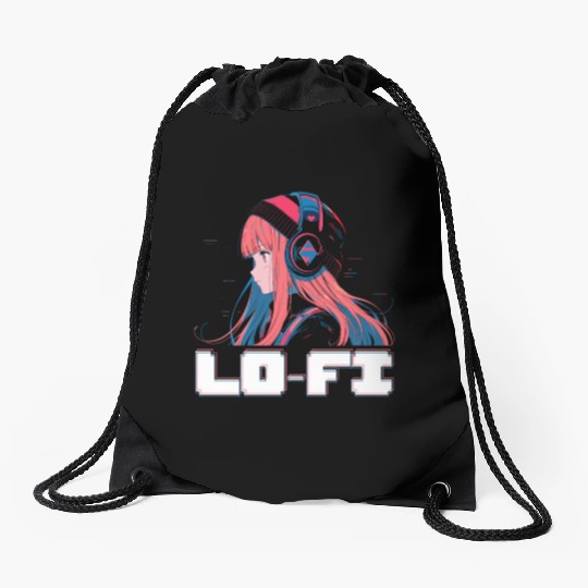 Lofi Music Lover Low Fidelity Japanese Aesthetic Drawstring Bags