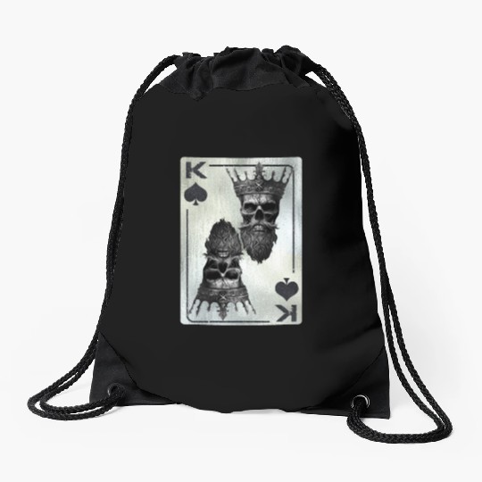 Spades King Bone Skull Creepy Halloween Fan Drawstring Bags