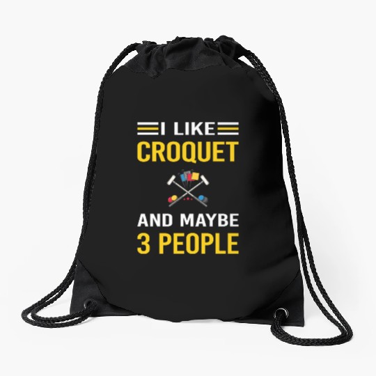 3 People Croquet Drawstring Bags