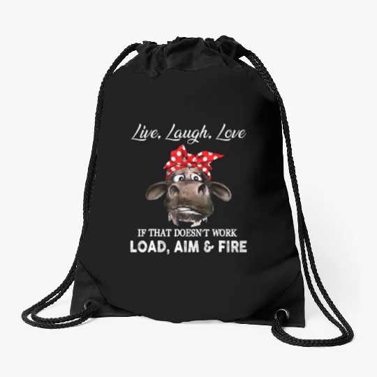 Live Laugh Love Cow Farmer Drawstring Bags