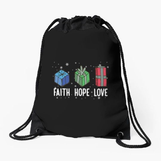 Faith Hope Love Religious Family Christmas Drawstring Bags