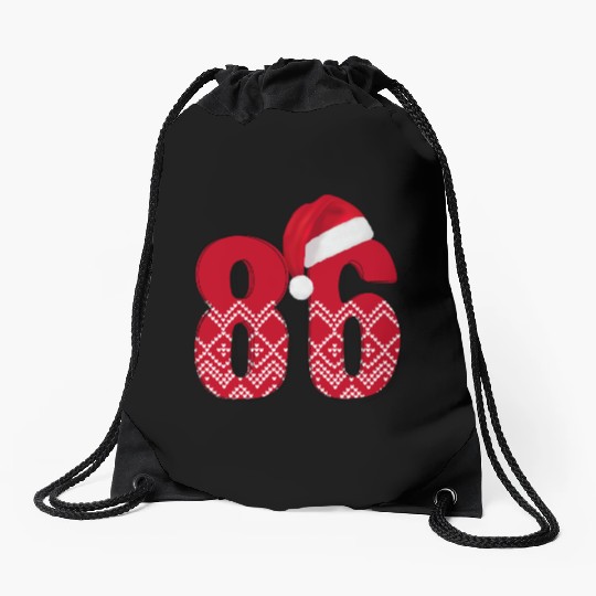 86 Christmas Years - Number Eighty Six Drawstring Bags