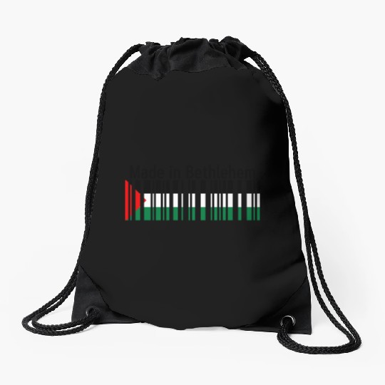 Made in Bethlehem Barcode Palestine Flag for Pales Drawstring Bags