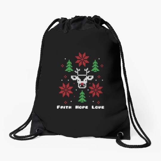 Faith Hope Love Religious Family Christmas Drawstring Bags