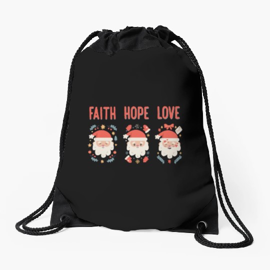 Religious Family Faith Hope Love Christmas Santa Drawstring Bags