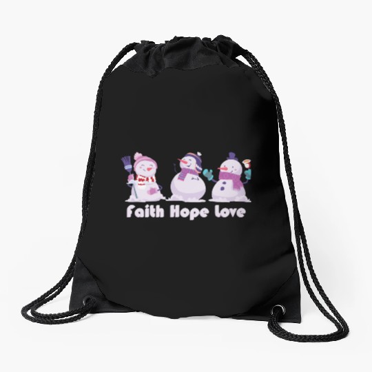 Faith Hope Love Religious Family Christmas Drawstring Bags