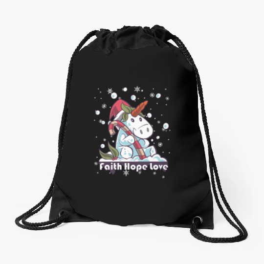 Faith Hope Love Religious Family Christmas Drawstring Bags