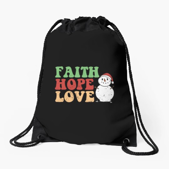 Faith Hope Love Religious Family Christmas Drawstring Bags