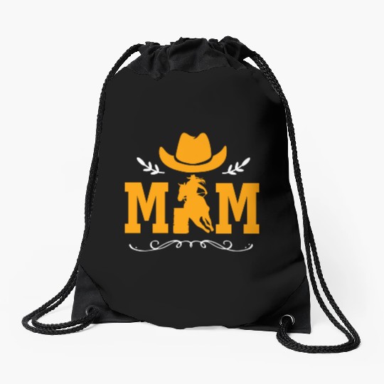 Mothers Day Cowgirl Horse Barrel Racing Mom Drawstring Bags