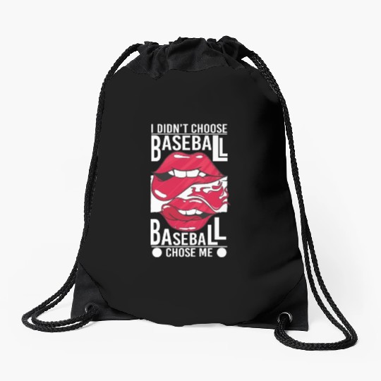 Funny Baseball Player Saying Sexy Lips Lip Bite Drawstring Bags