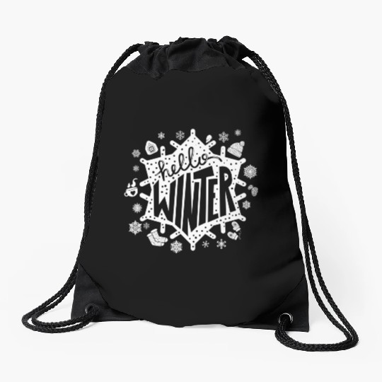 Abstract Winter Snowflakes" Drawstring Bags