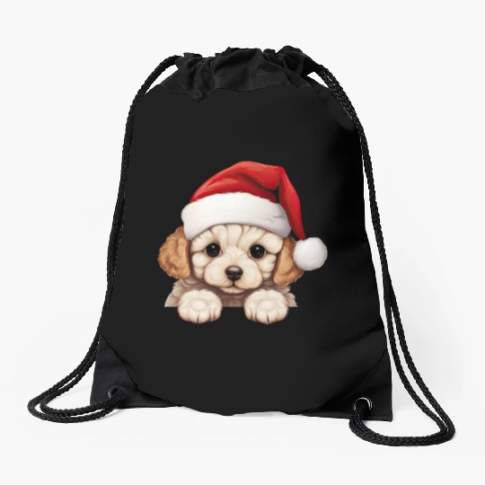 Bichon Frise Christmas Dog Drawstring Bags
