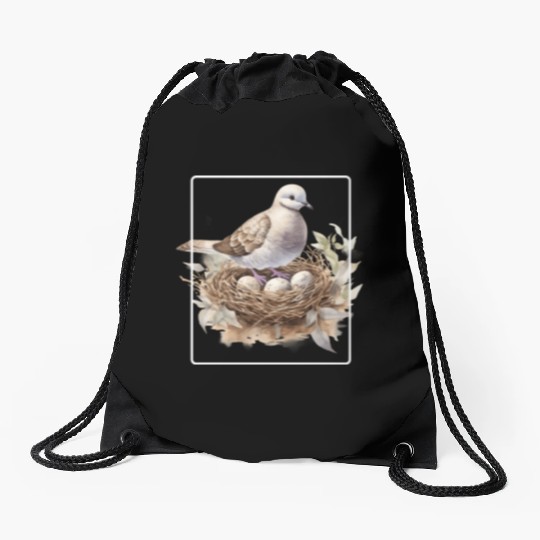 Quail Bird With Eggs Drawstring Bags