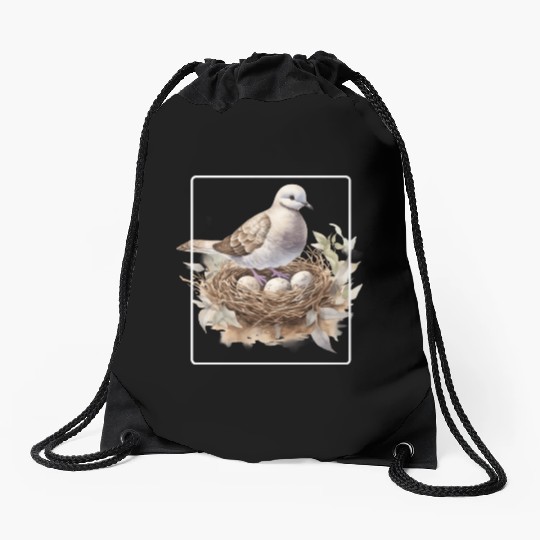 Quail Bird With Eggs Drawstring Bags