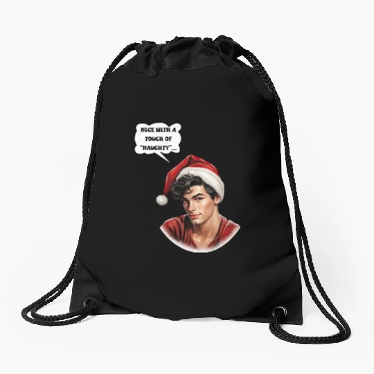 Christmas Nice Cute and Handsome Man Drawstring Bags