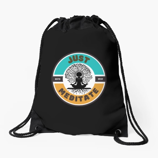 Sustainably Sourced Womens Teal Meditate Apparel Drawstring Bags
