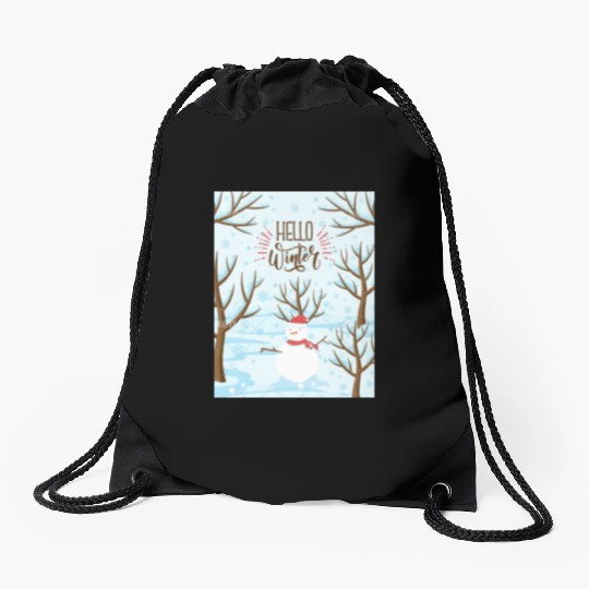 Hello Winter Wonderland Drawstring Bags
