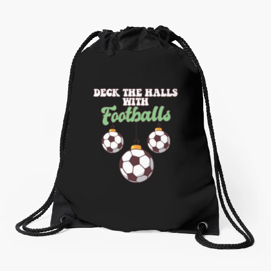 Football Player Coach Christmas Balls Deck The Drawstring Bags