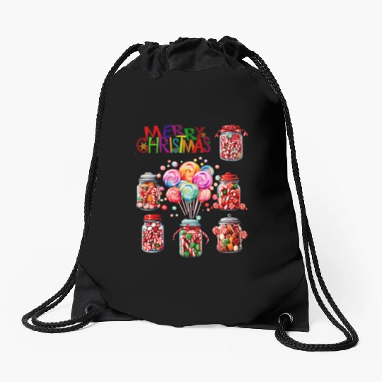 Merry Christmas Sweet Candy Canes Drawstring Bags