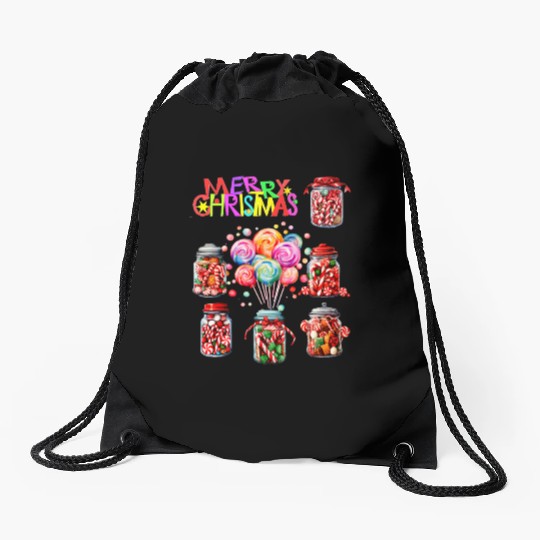 Merry Christmas Sweet Candy Canes Drawstring Bags