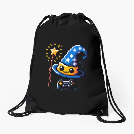 Gamer Wizard 8-Bit Hat with Controller Wand Drawstring Bags