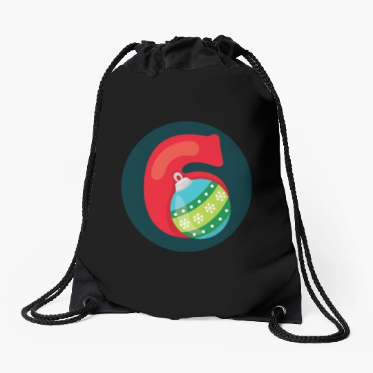 Number 6 Christmas Balls Age Six Drawstring Bags