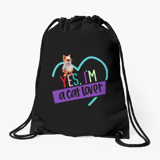 YES, I'M A CAT LOVER, cat, space cat, Pet lovers Drawstring Bags