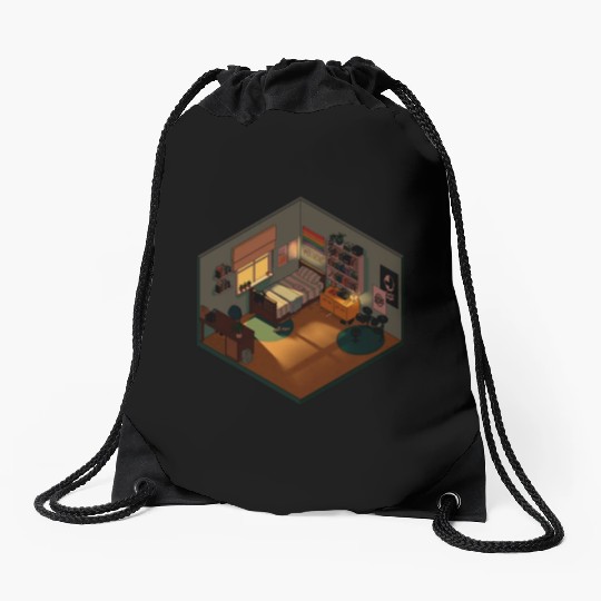 Heartstopper isometric bedroom Drawstring Bags