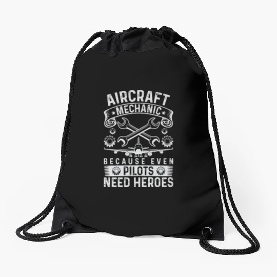 Airplane Mechanic Funny Aviation Technician Drawstring Bags