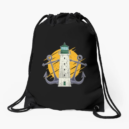 Full moon ship anchor gift lighthouse Drawstring Bags