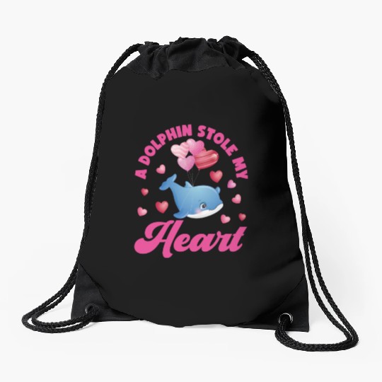 Dolphin Valentines Day A Dolphin Drawstring Bags