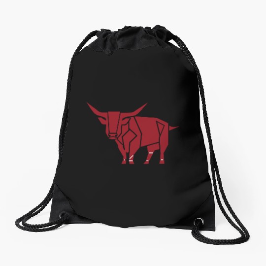 Courageous Bull Heart Drawstring Bags