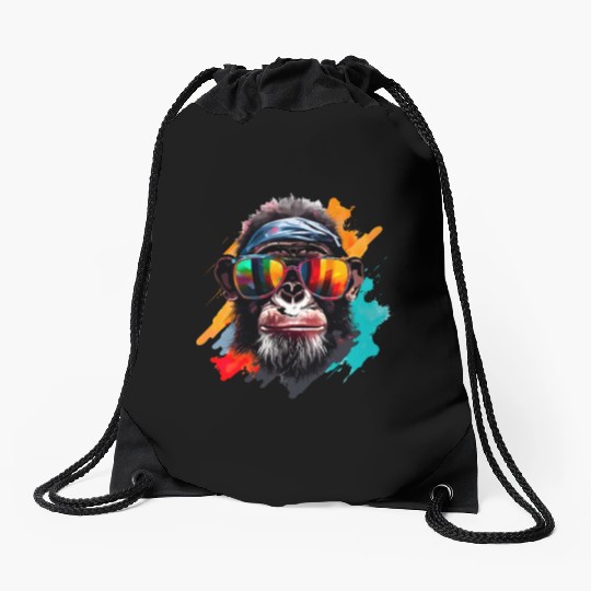 Street Art Monkey Urban Rap Street Monkey Drawstring Bags
