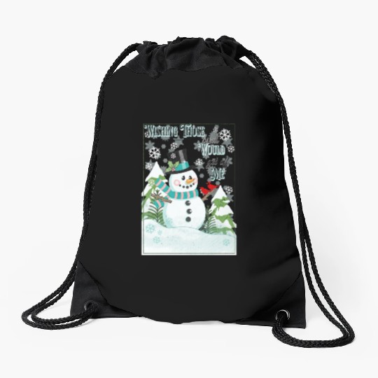 Funny Cranky Snowman Drawstring Bags