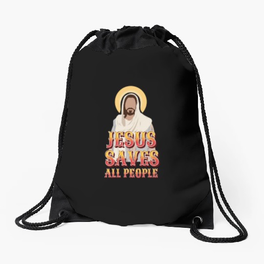 Jesus Saves All People Drawstring Bags