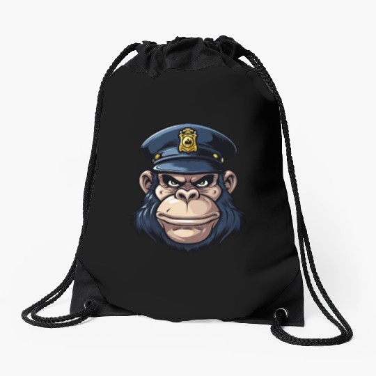 Monkey policeman Drawstring Bags
