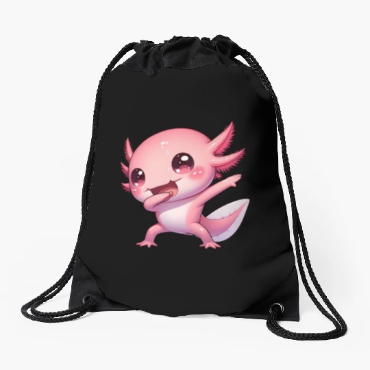 Dabbing Axolotl Kawaii Dance Moves Drawstring Bags
