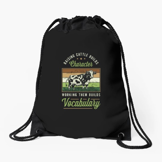 Cattle Farming Raising Cattle Builds Dairy Farmer Drawstring Bags