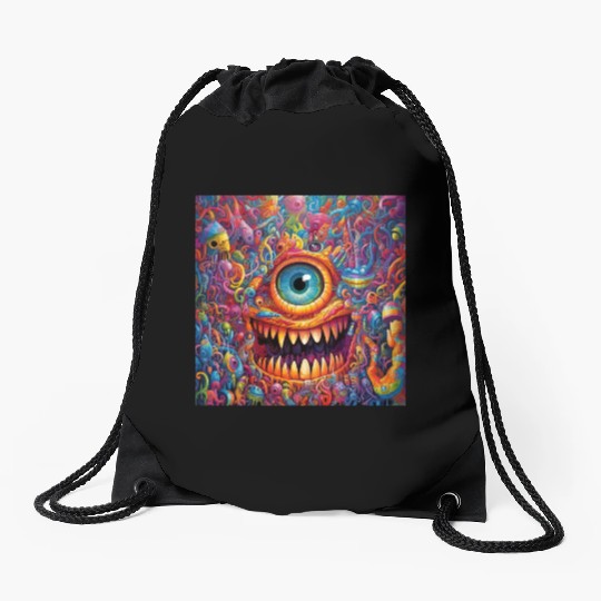 Going On a Little Trip - Cyclops and Teeth Psyched Drawstring Bags