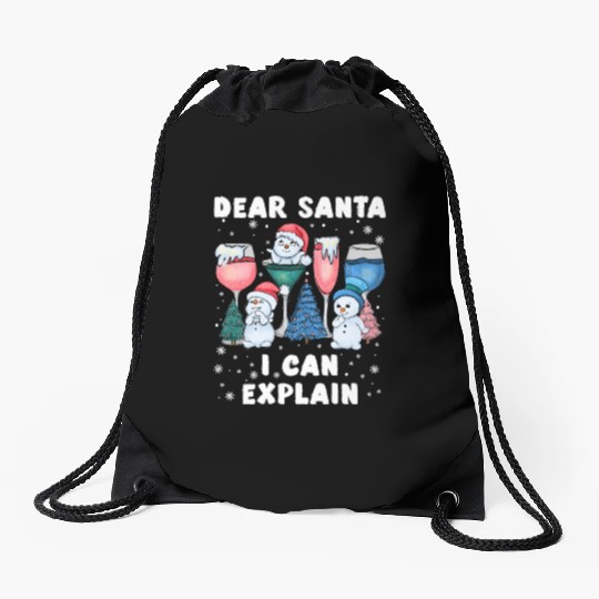 Schneemann Dear Santa I can Explain Funny Drawstring Bags