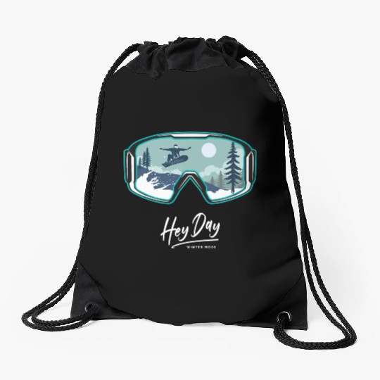 Snowboarding Style logo. By "Hey Day" Drawstring Bags