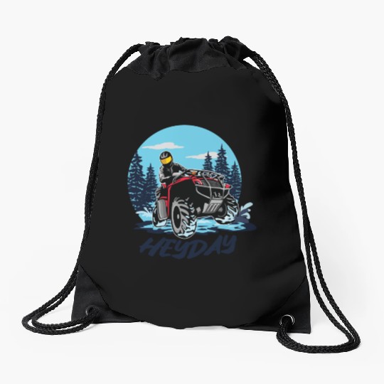 ATV/Quad "Winter Riding" style logo. By "Hey Day" Drawstring Bags