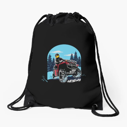 ATV/Quad "Winter Riding" style logo. By "Hey Day" Drawstring Bags